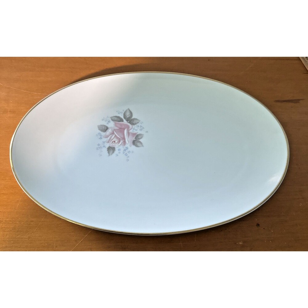 Noritake Roseville 6238 Serving Platter Bone China 12" Pink Roses Vintage
